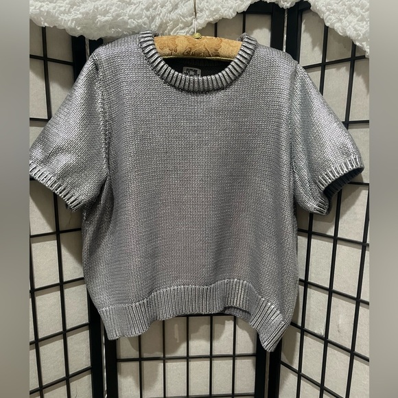 Future Collective TARGET Gray Knit METALLIC CREWNECK SHORT SLEEVE WOMENS SIZE 2X - Picture 4 of 8